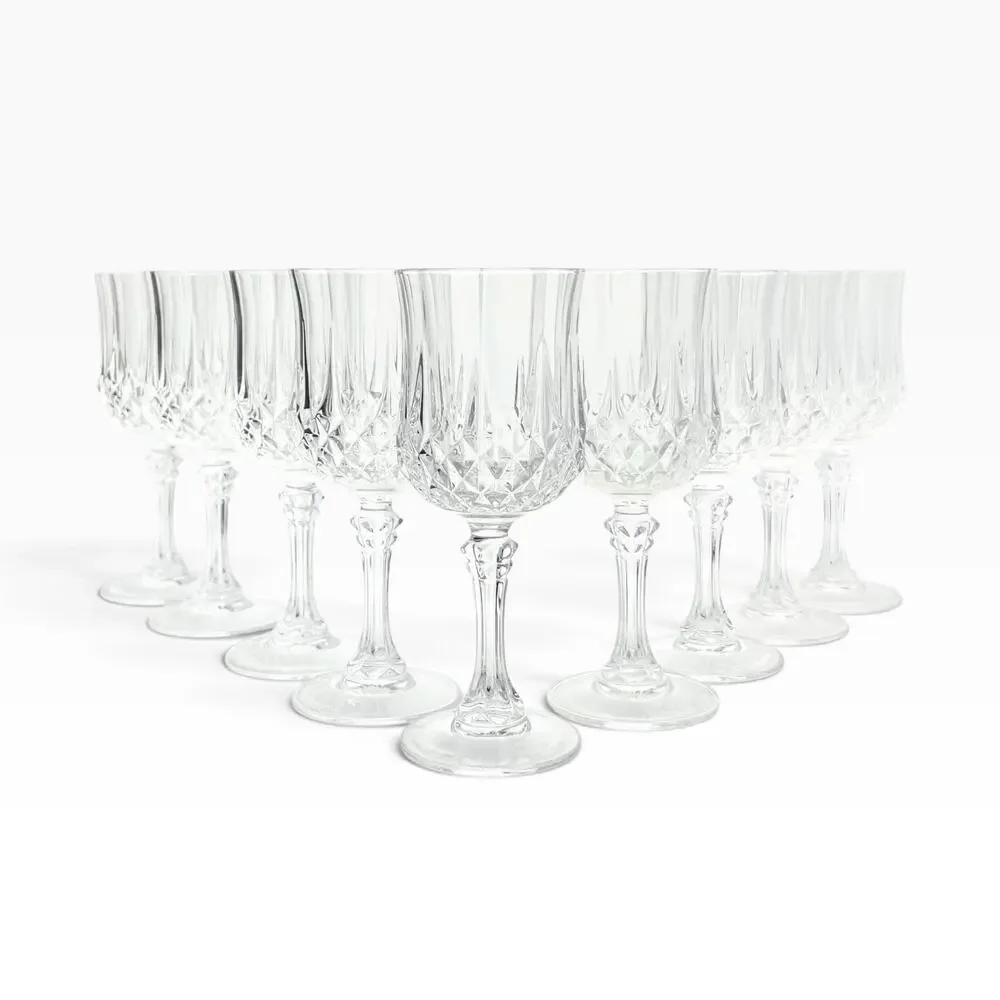 Cristal d’Arques “Longchamp” Set of 9 Crystal Wine Glasses 6 1/2” 6oz